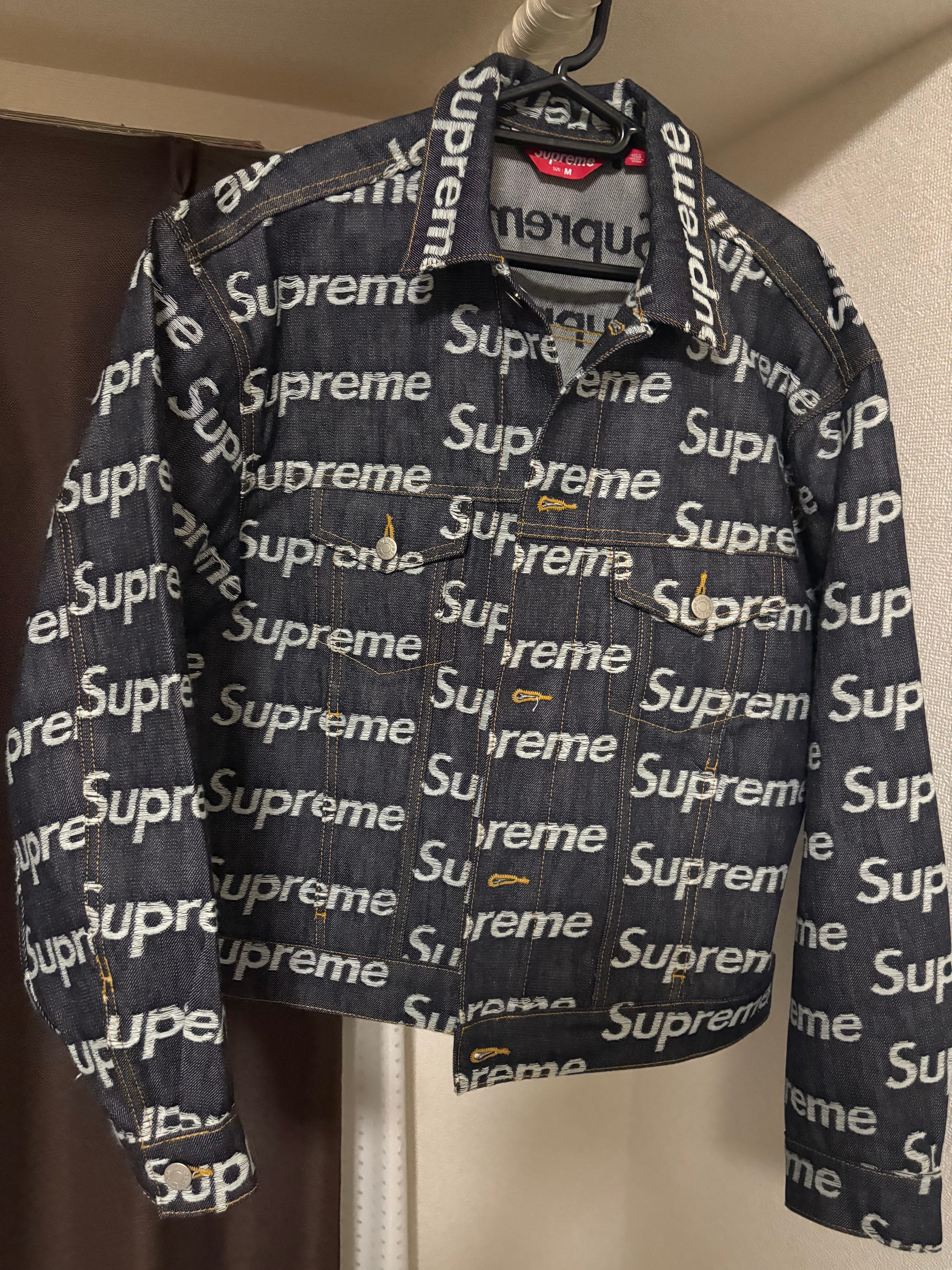 Supreme Jacquard Logos Denim Trucker Jacket "Indigo"