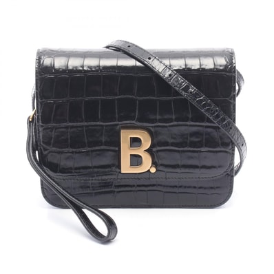 バレンシアガ BALENCIAGA ビードット クロコ型押し ショルダーバッグ バッグ レザー レディース ブラック系 592898 【中古】
