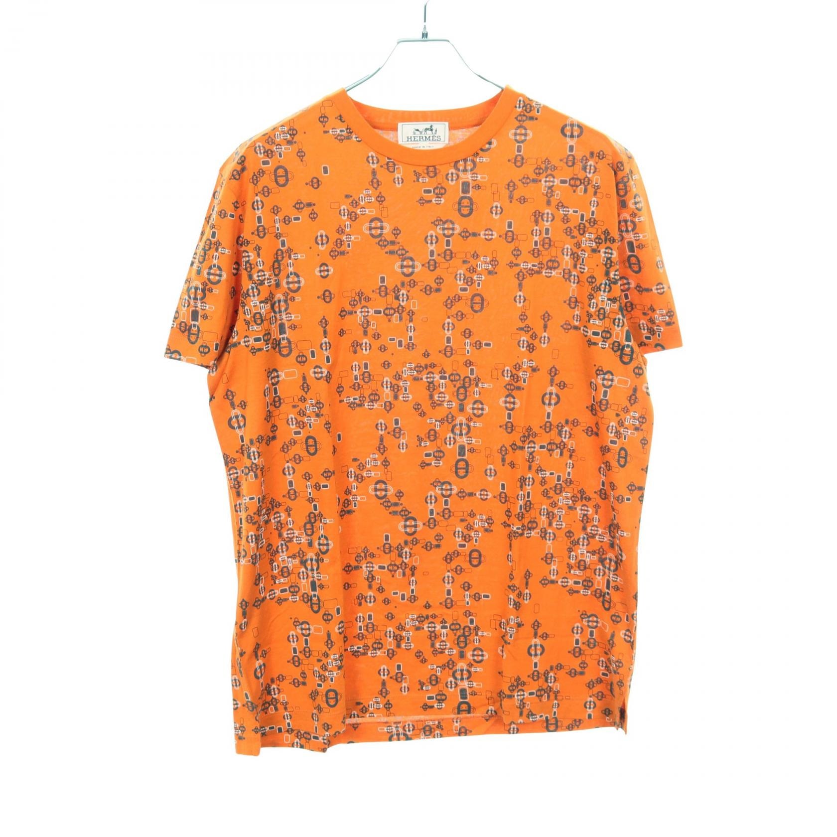 エルメス HERMES カットソー 衣料品 トップス コットン オレンジ メンズ オレンジ系 / ネイビー系 【中古】