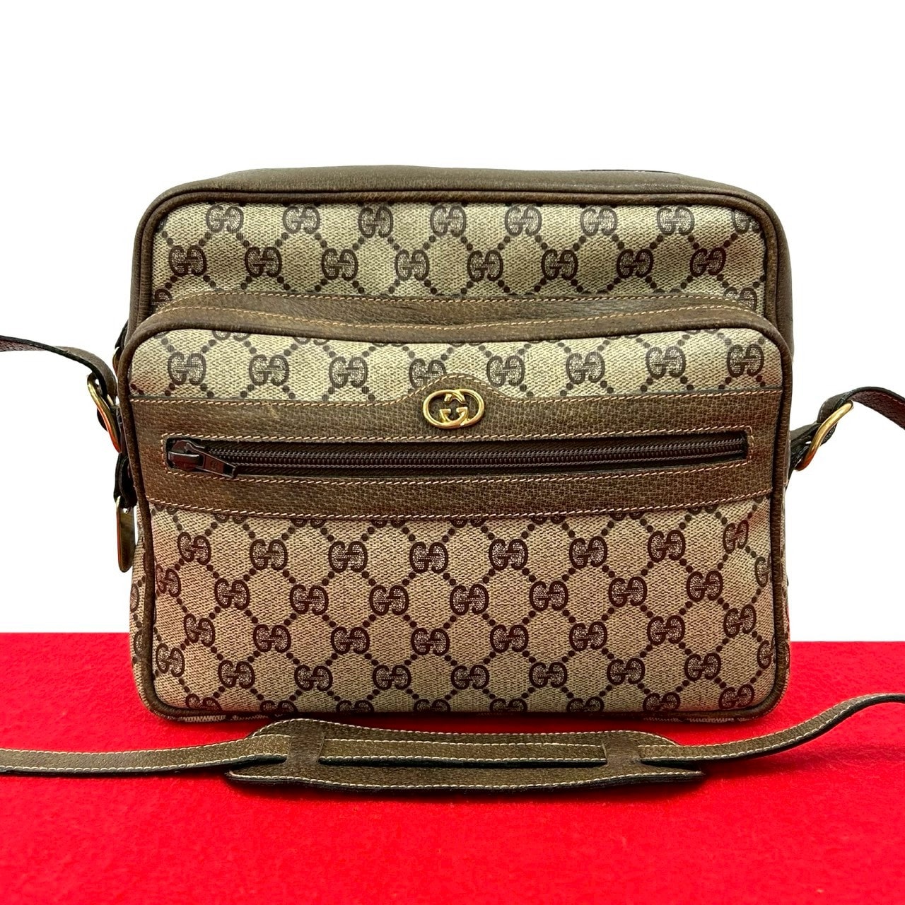 GUCCI グッチ GG ロゴ 金具 レザー PVC ショルダーバッグ ブラック
 20048