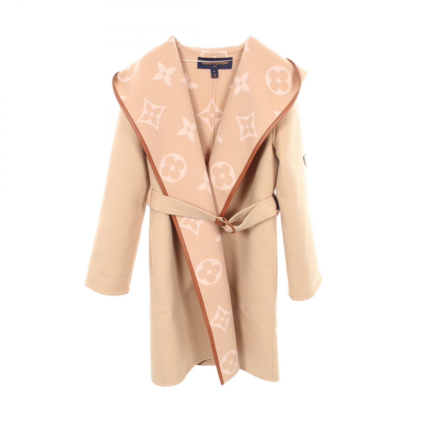 ルイ・ヴィトン LOUIS VUITTON フーテッド ラップコート ジャイアントモノグラム 衣料品 アウター ウール ベージュ レディース ベージュ系 RW221WW NUV FMCO05 【中古】