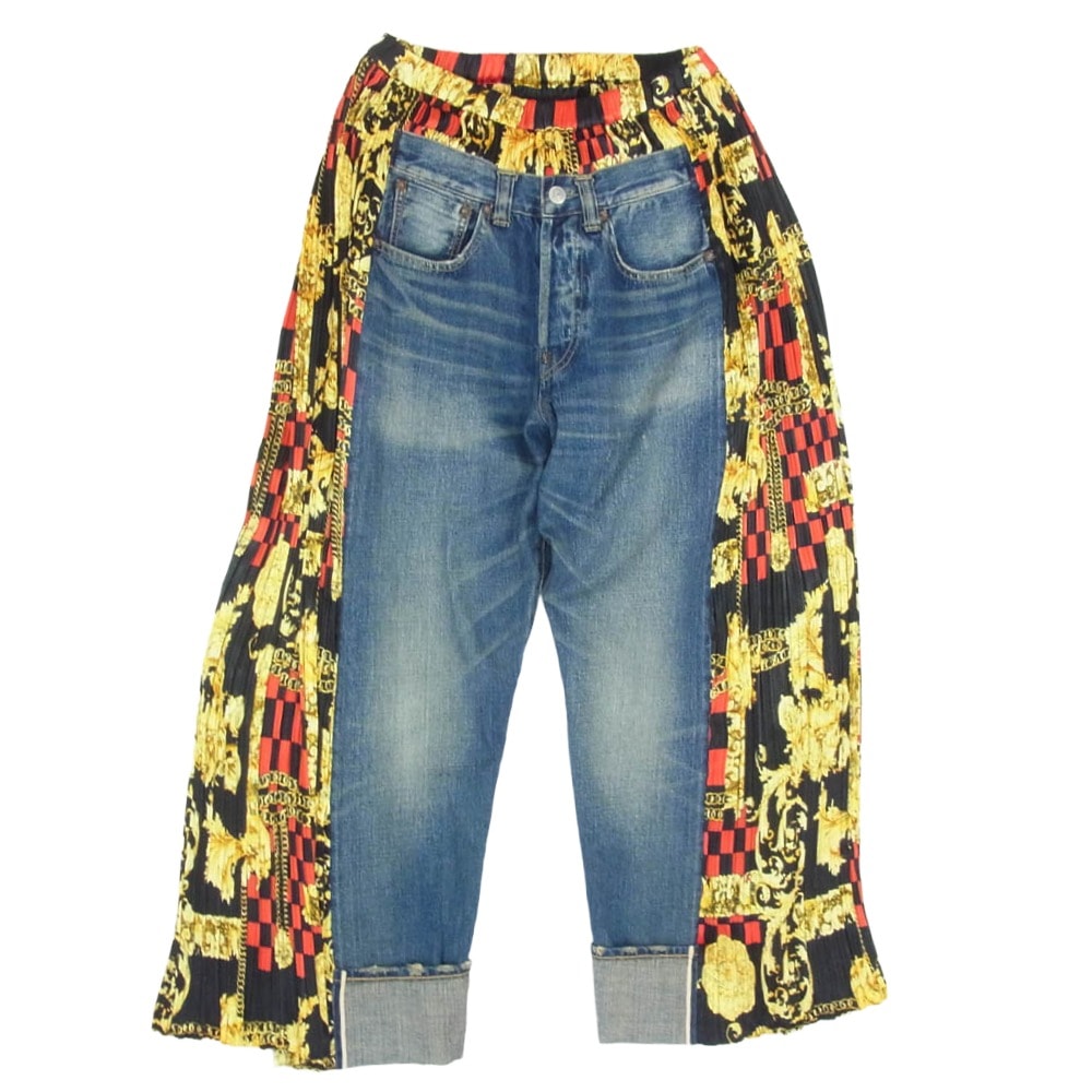 JUNYA WATANABE COMME des GARCONS ジュンヤワタナベコムデギャルソン パンツ 21AW JH-P109 Levi's リーバイス 501xx スカーフ プリーツ デニム パンツ インディゴブルー系 S【中古】
