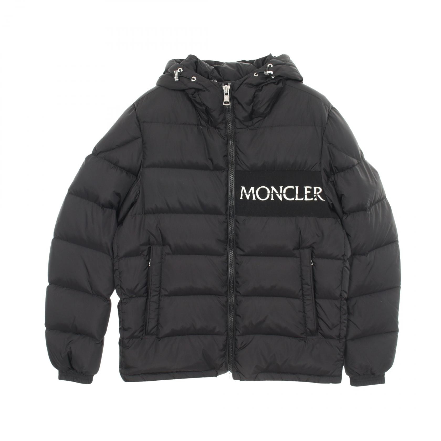 モンクレール MONCLER AITON フード付き ダウンジャケット 衣料品 アウター ナイロン メンズ ブラック系 【中古】