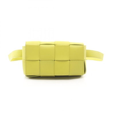 ボッテガヴェネタ BOTTEGA VENETA カセット ベルトバッグ マキシイントレチャート ウエストバッグ ボディバッグ バッグ レザー メンズ レディース グリーン系 668572 【中古】