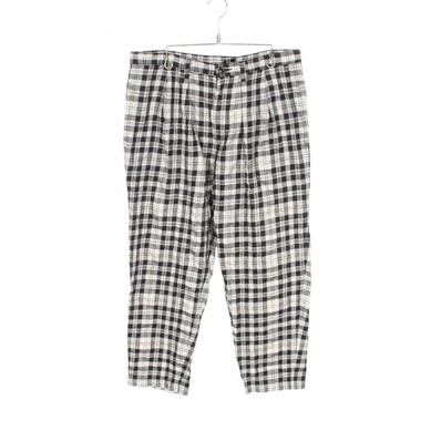 トリココムデギャルソン tricot COMME des GARCONS チェック柄 縮絨加工 テーパード パンツ 衣料品 ボトムス コットン ポリエステル レディース ホワイト系 / ブラック系 TE-P024 【中古】