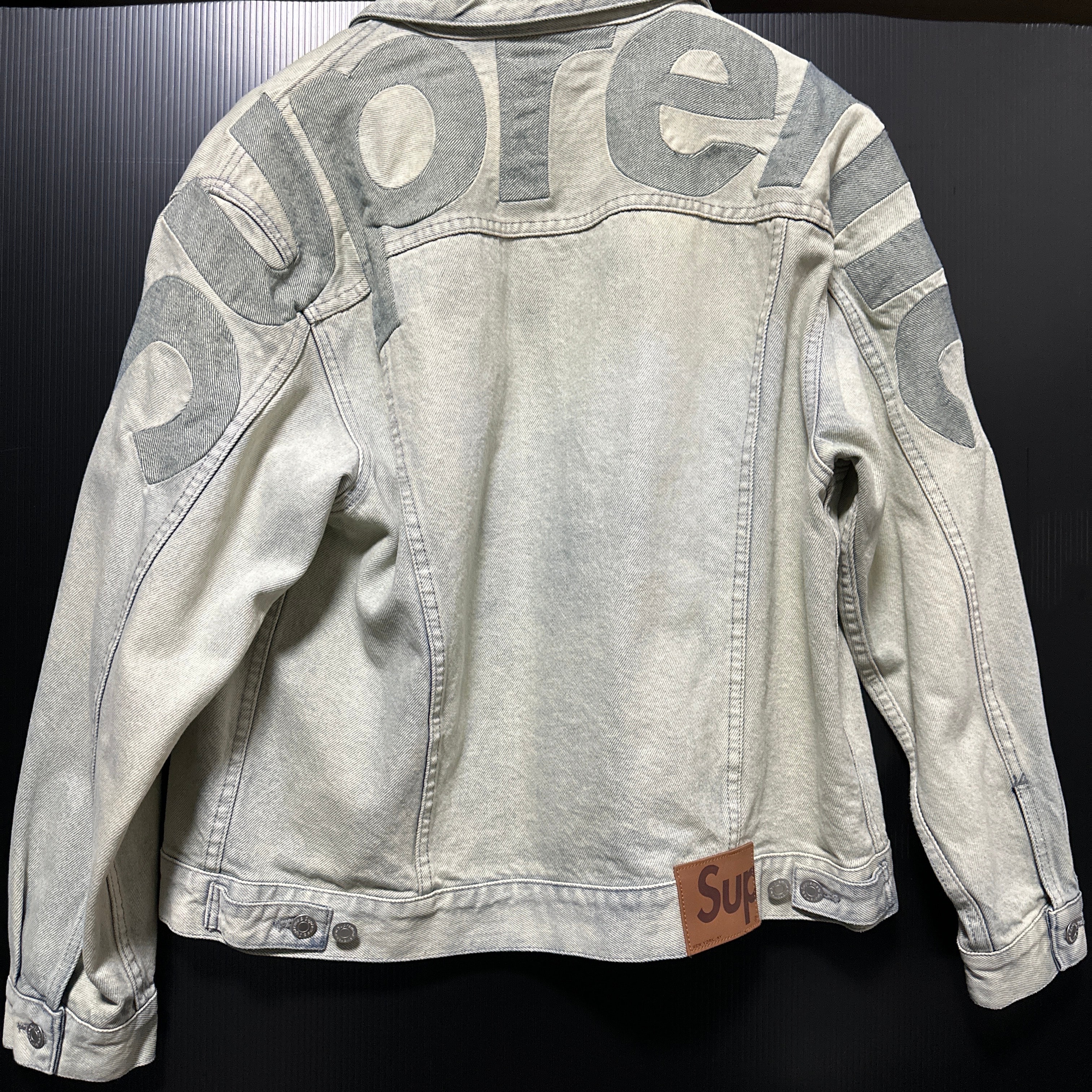 Supreme Inset Logo Denim Trucker Jacket "Dirty"