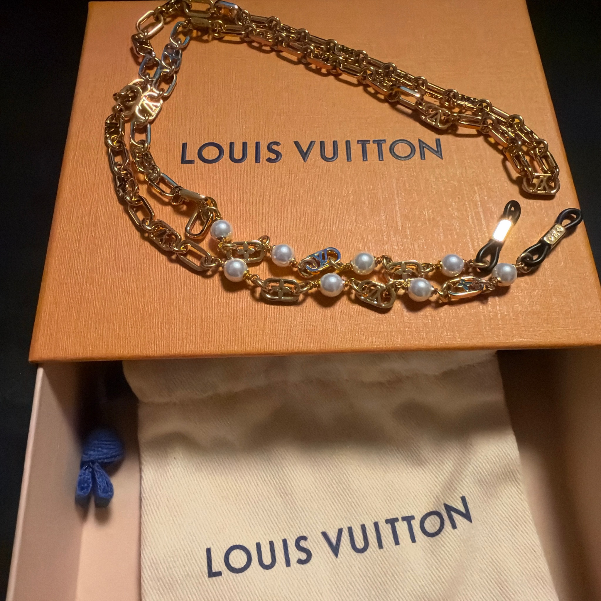 Louis Vuitton My LV Chain Pearl Sunglasses Chain "Gold/White"