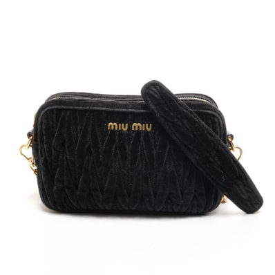 ミュウ ミュウ Miu Miu ベロア マテラッセ チェーン カメラバッグ ショルダーバッグ【中古】