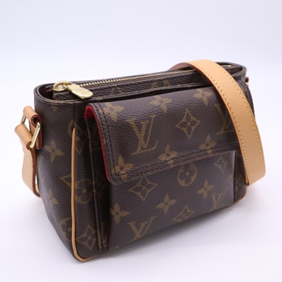 美品 LOUIS VUITTON ルイ・ヴィトン モノグラム ヴィバ シテPM M51165 ショルダーバッグ ブラウン ベージュ コーティングキャンバス レザー レディース