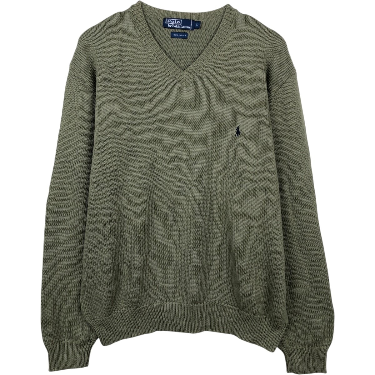 古着 ラルフローレン Ralph Lauren POLO by Ralph Lauren Vネック コットンニットセーター メンズL相当/eaa672355