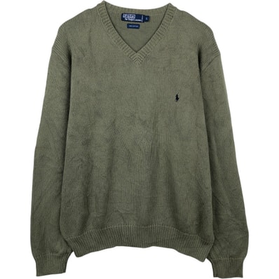 古着 ラルフローレン Ralph Lauren POLO by Ralph Lauren Vネック コットンニットセーター メンズL相当/eaa672355
