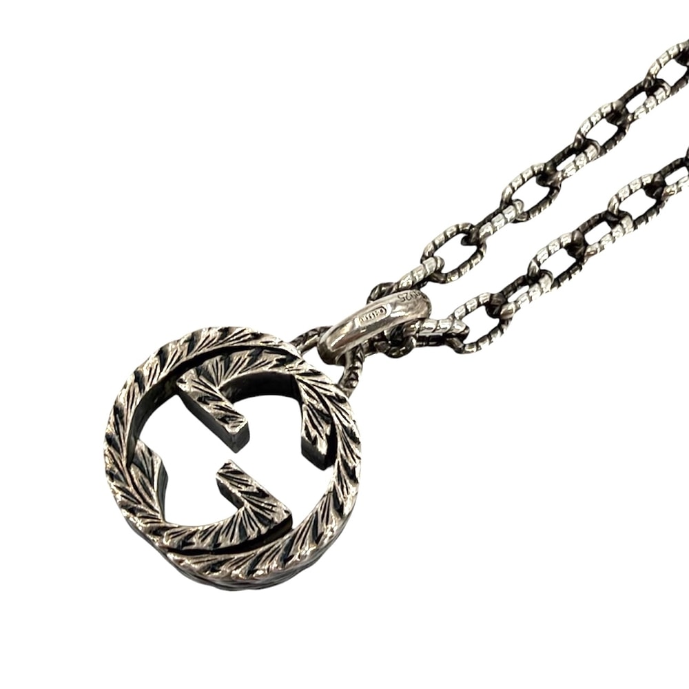 GUCCI グッチ ネックレス インターロッキングG アラベスク アクセサリー シルバー925    メンズ 約18.2g【中古品】