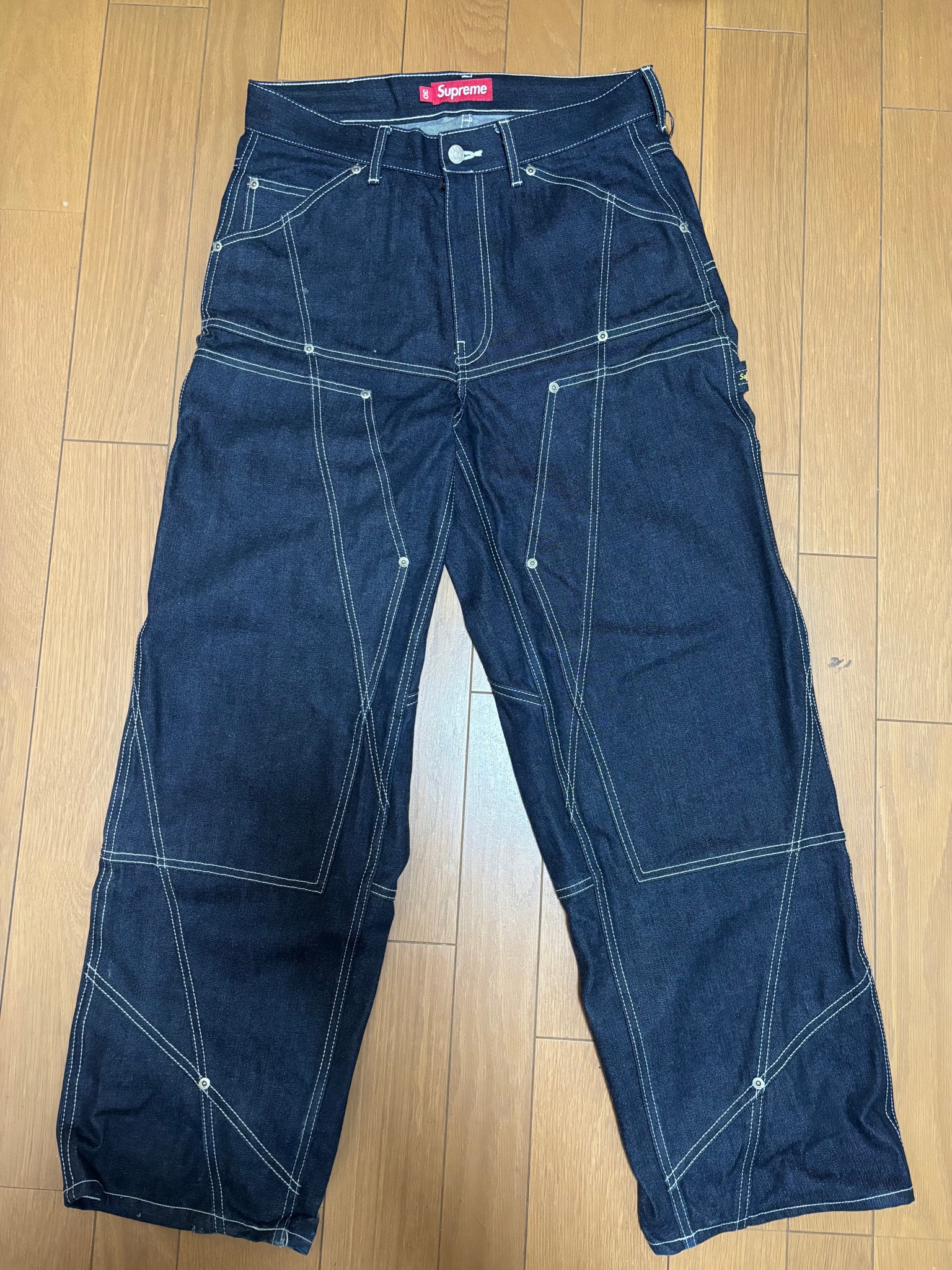 Supreme Contrast Stitch Double Knee Painter Jean "Rigid Indigo"