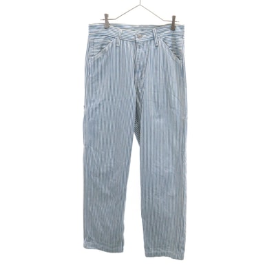 美品 LEVI'S PREMIUM リーバイスプレミアム ヒッコリーストライプ柄 ペインターパンツ W30 ブルー系