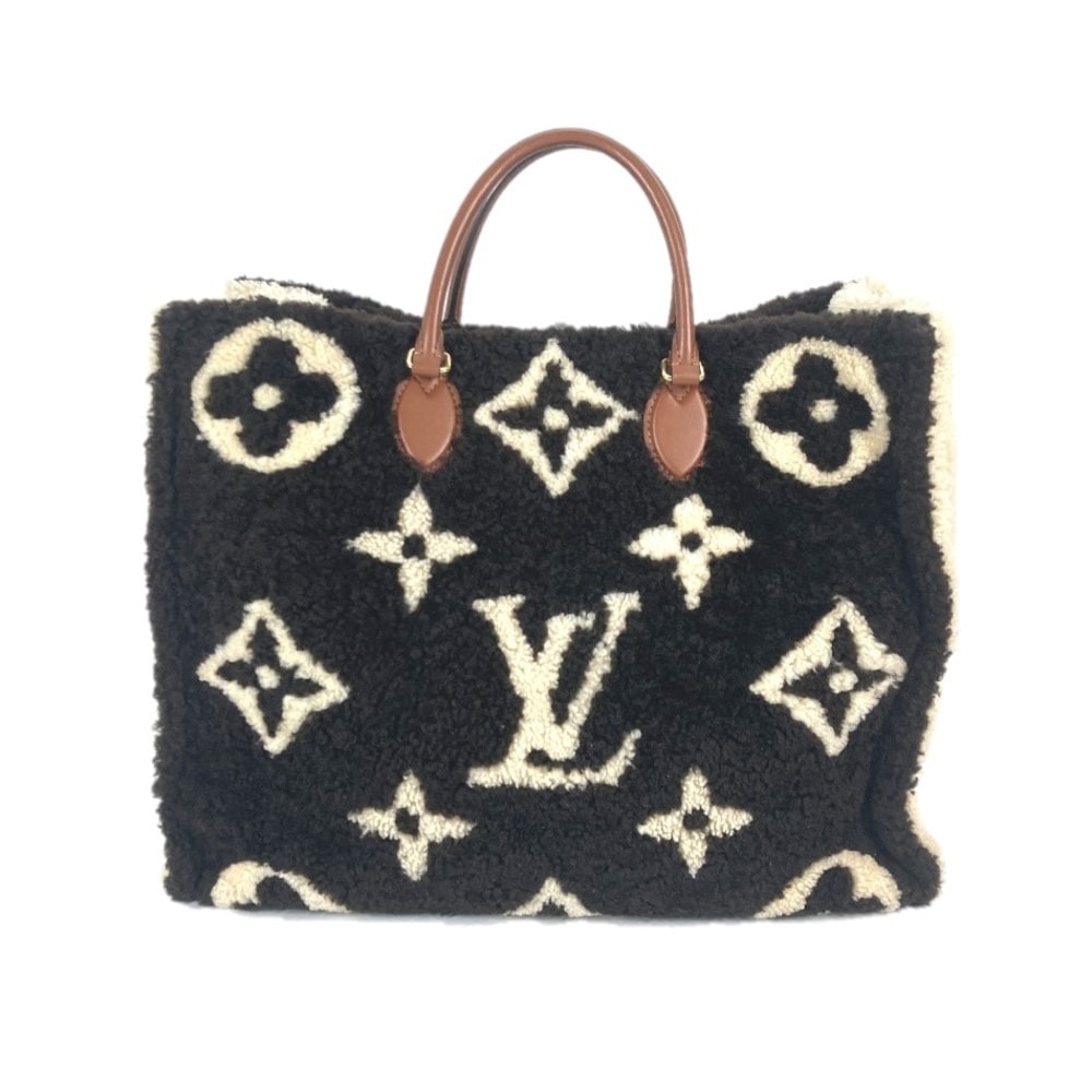 ルイヴィトン LOUIS VUITTON オンザゴー GM M55420 モノグラム・テディ トートバッグ 2WAYバッグ カバン ファー ショルダーバッグ レザー ブラウン