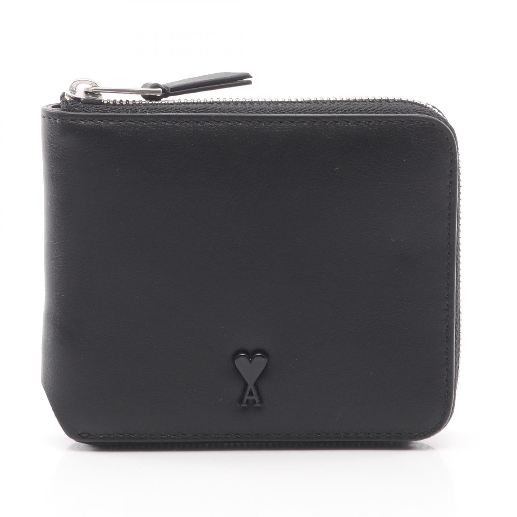 アミ AMI Ami De Coeur コンパクトウォレット ラウンド財布 財布 レザー レディース ブラック系 USL704.AL0138001 【新品】