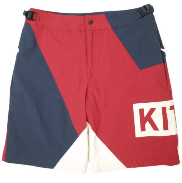 KITH NYC キスニューヨークシティ MADISON SHORT マディソンショーツ 28 Navy/Red/Off White ロゴ ナイロン ショートパンツ ボトムス g26750