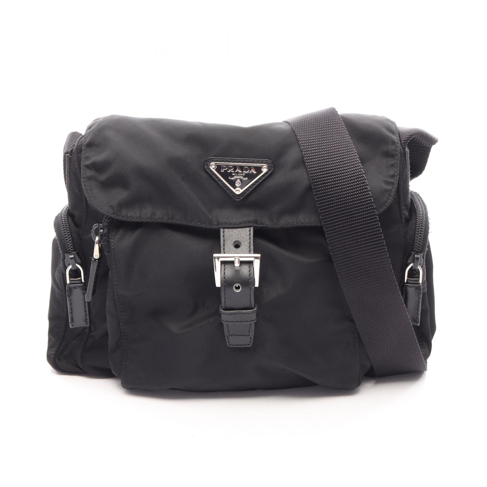 プラダ PRADA ショルダーバッグ バッグ ナイロン レザー レディース ブラック系 【中古】