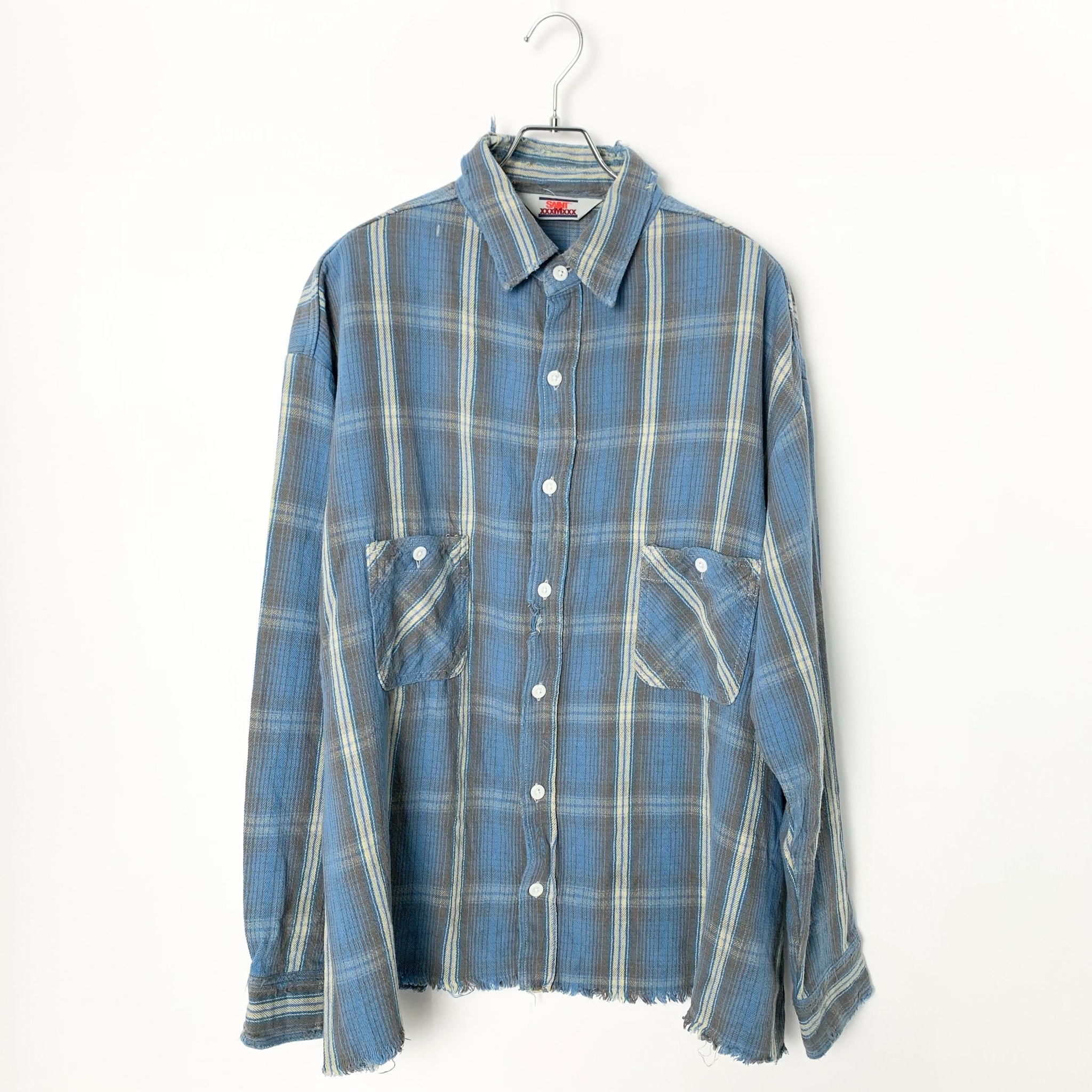 Saint Mxxxxxx Flannel Shirt Check "Blue/Yellow"