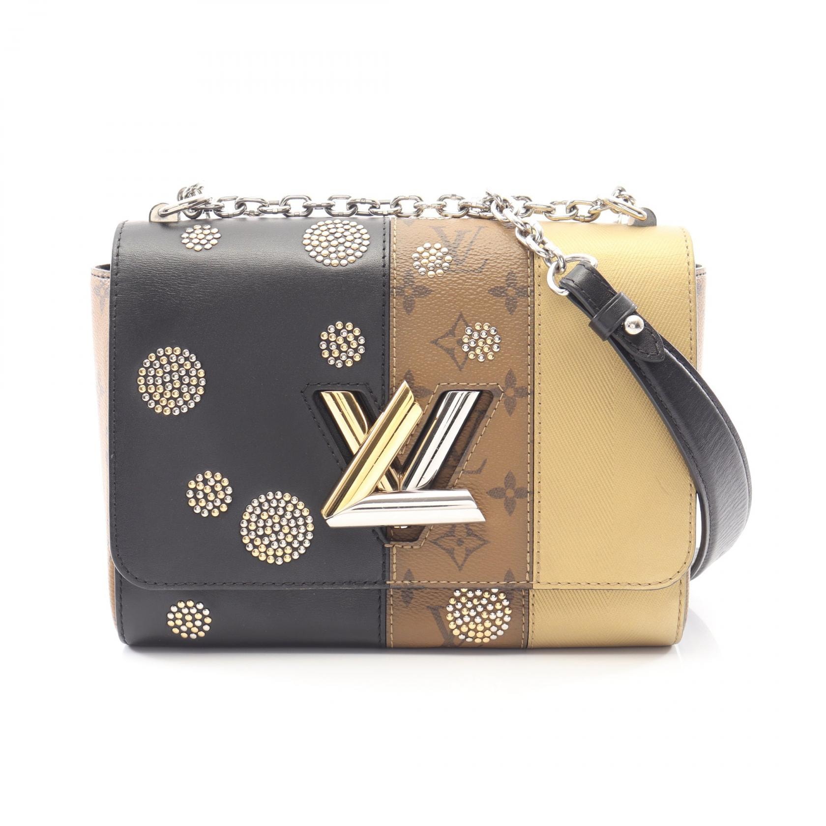 ルイ・ヴィトン LOUIS VUITTON ツイストMM スタッズ ショルダーバッグ バッグ PVCコーティングキャンバス レザー モノグラム・リバース ノワール レディース ブラウン系 / ブラック系 / ゴールド系 M54600 【中古】
