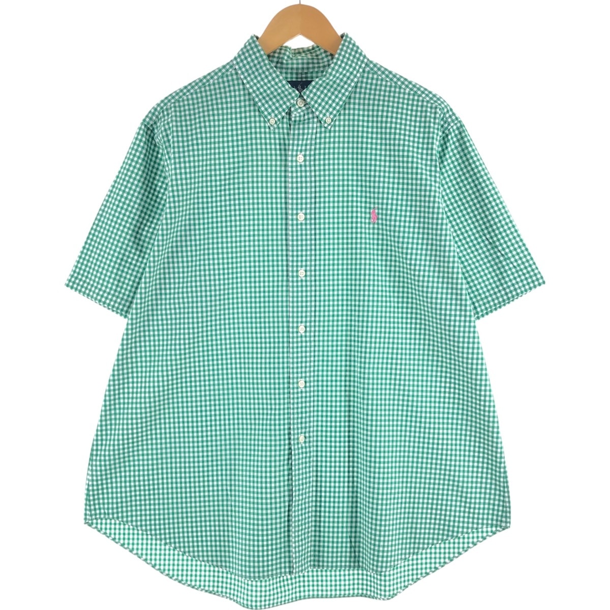 古着 ラルフローレン Ralph Lauren ギンガムチェック 半袖 ボタンダウン チェックシャツ メンズXL相当/eaa564004