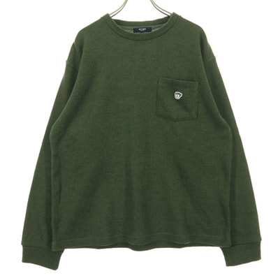 美品 BEAMS HEART ビームスハート ワンポイント 長袖 Tシャツ L グリーン ロンT