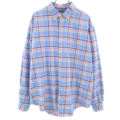RALPH LAUREN ラルフローレン 長袖 ボタンダウンシャツ XXL ブルー系 ビッグサイズ