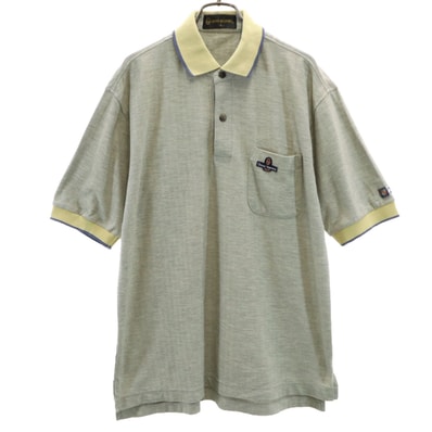 GIANNI VALENTINO ジャンニヴァレンチノ ヘリンボーン柄 半袖 ポロシャツ M グレー