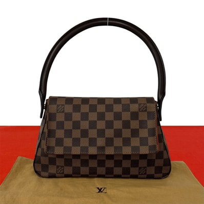 LOUIS VUITTON ルイヴィトン ミニ ルーピング ダミエ レザー PVC ショルダーバッグ ブラウン
34399