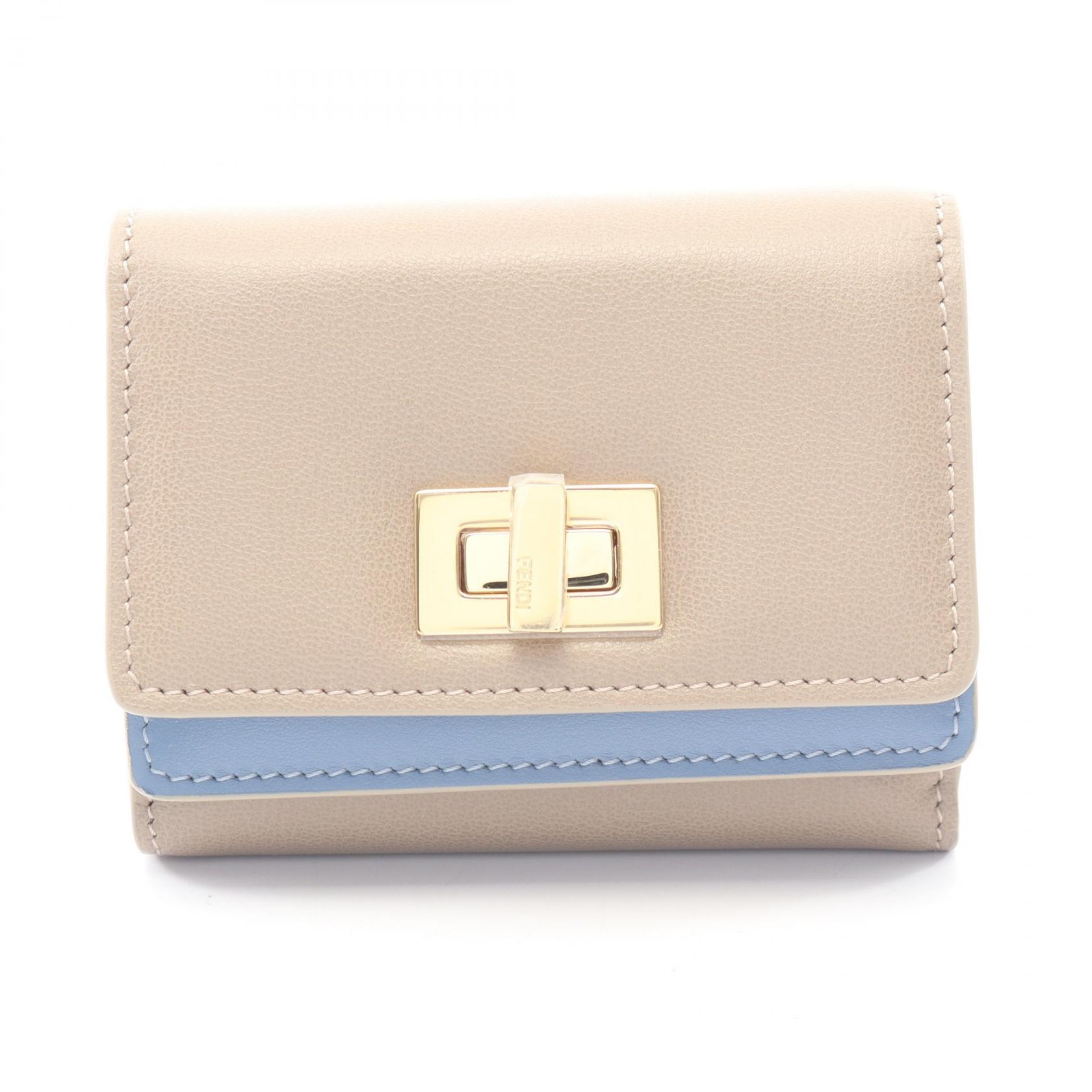 フェンディ FENDI WAY ウェイ 三つ折り財布 財布 レザー レディース ベージュ系 / ブルー系 8M0555AWR7F1WVB 【新品】