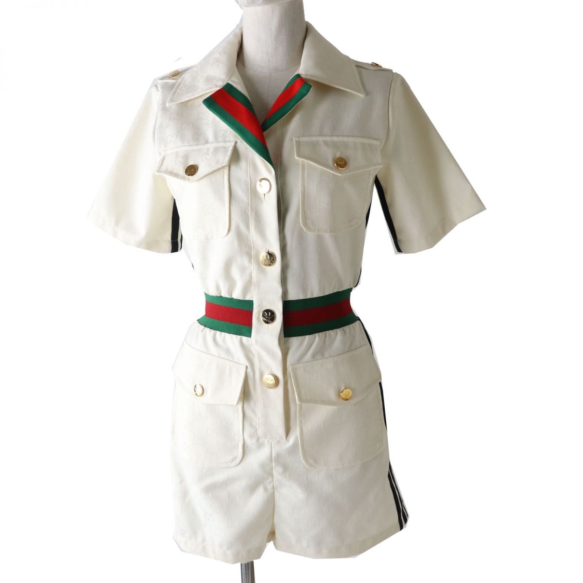 未使用品 グッチ×アディダス
 ツナギ ホワイト×シェリーライン レディース 36