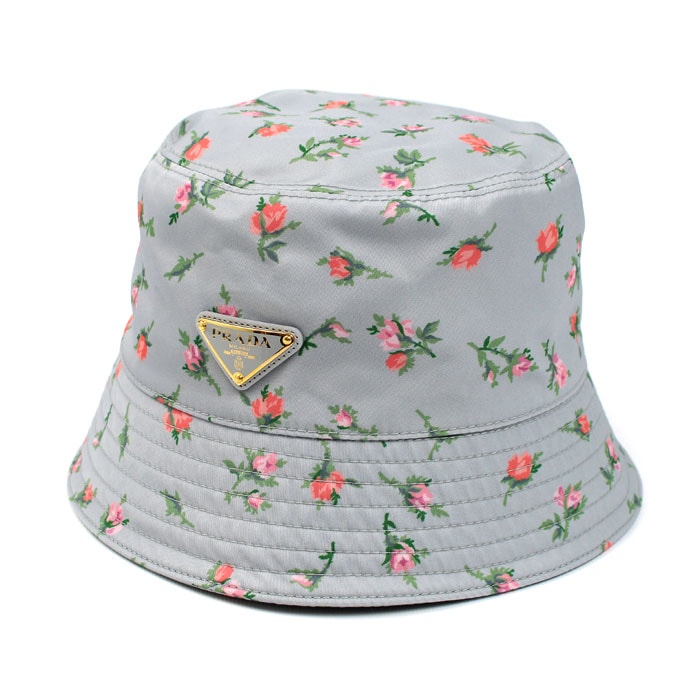 PRADA プラダ Re-Nylon テスート ローズ ぺルラ ハット ブルーグレー 1HC137 2C6E F0164 M レディース【中古】【美品】