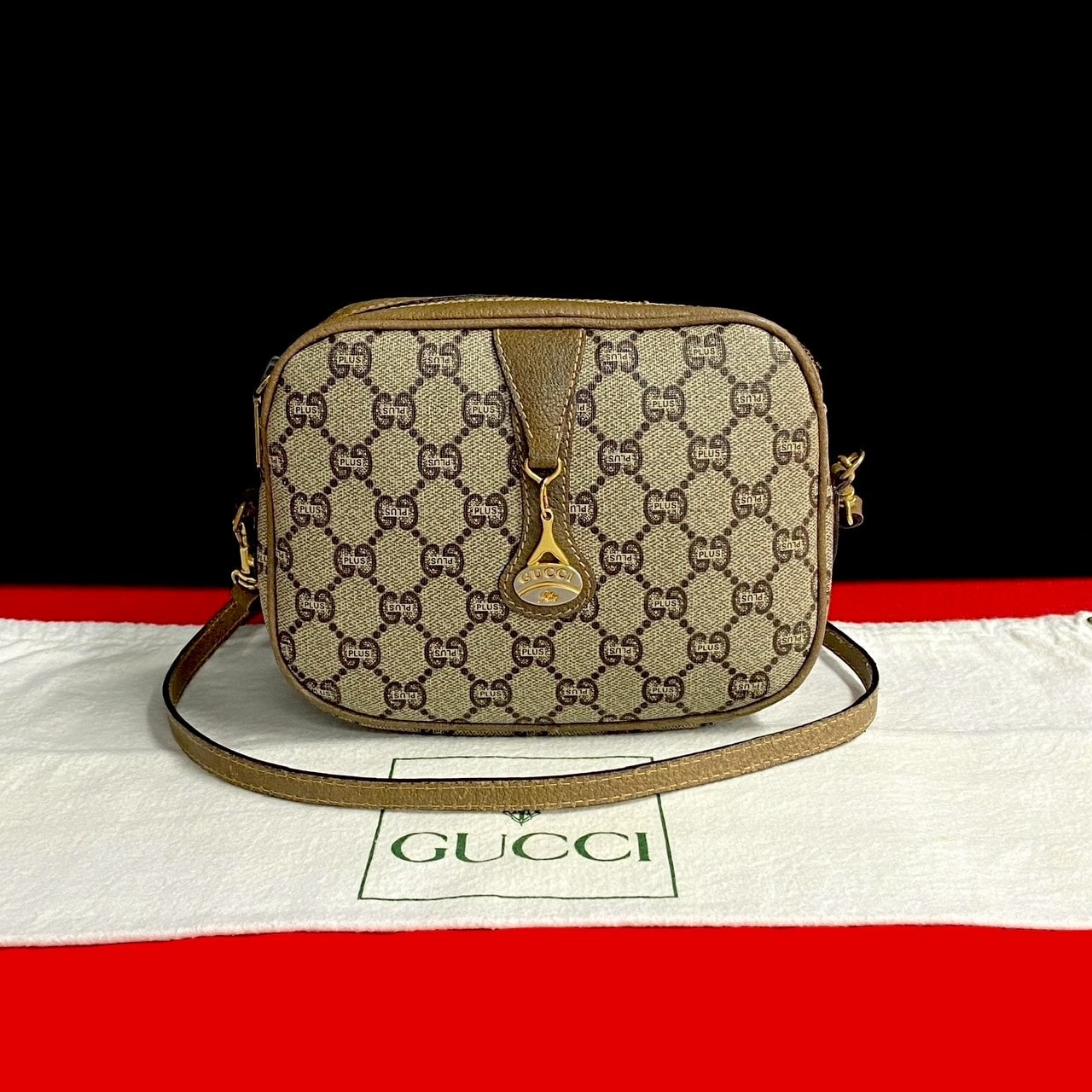GUCCI グッチ グッチプラス レザー PVC ショルダーバッグ ブラウン
 33151