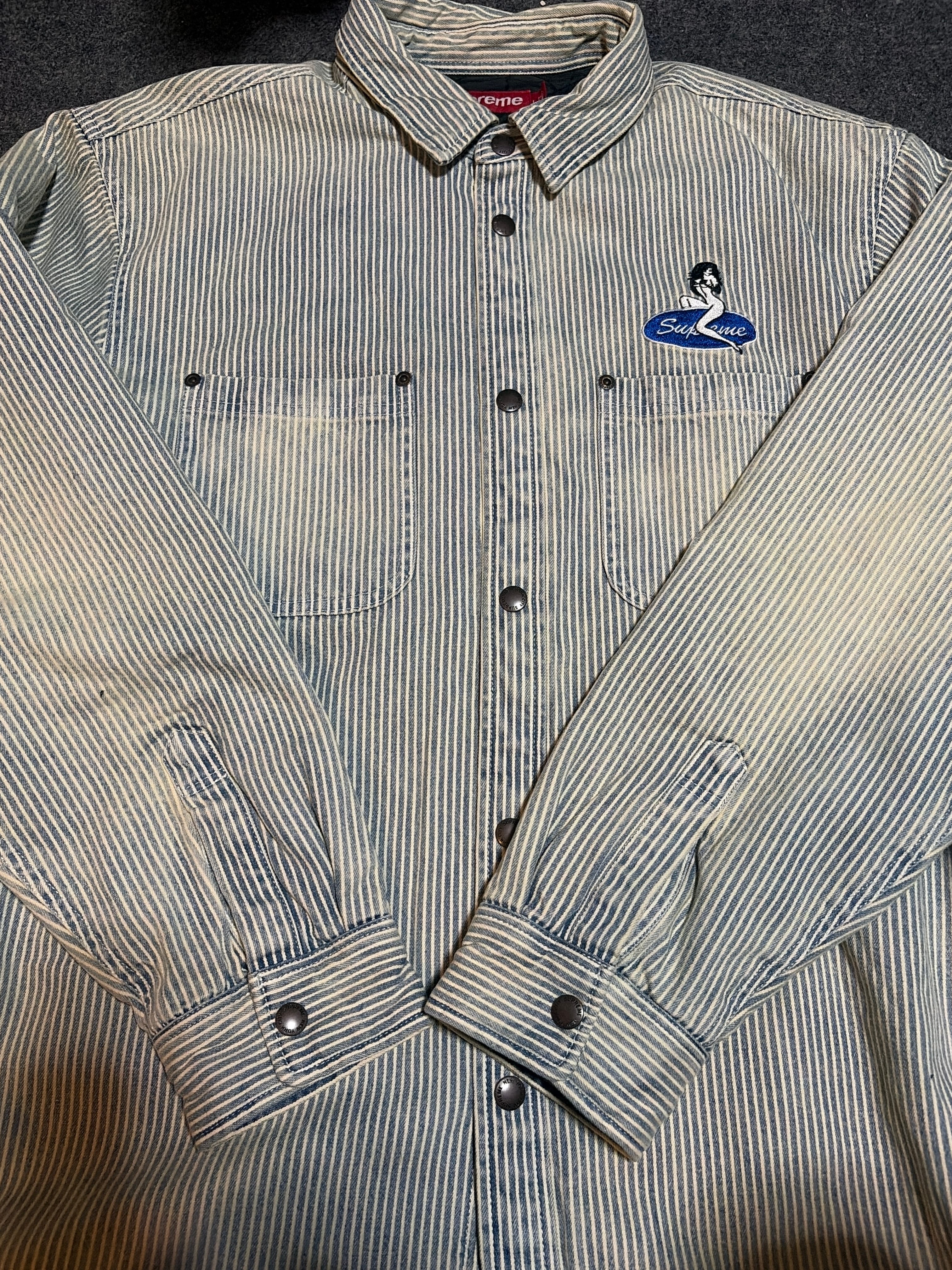 Supreme Quilted Lined Denim Snap Shirt "Stripe"