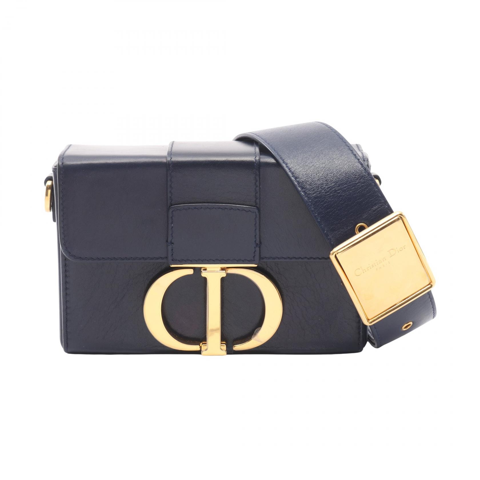 ディオール Dior 30 MONTAIGNE モンテーニュ ボックス ショルダーバッグ バッグ レザー レディース ネイビー系 M9204UMOS 【中古】