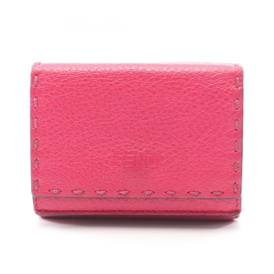 フェンディ FENDI セレリア 三つ折り財布 財布 レザー レディース ピンク系 8M0395 【中古】