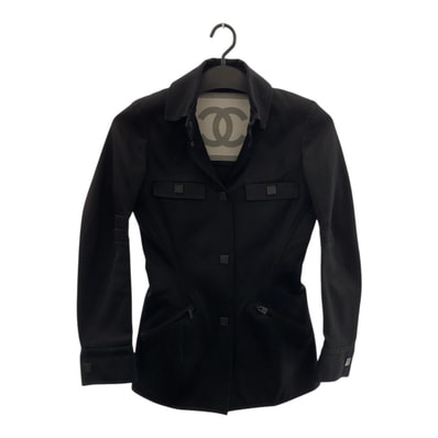 美品 CHANEL シャネル スポーツライン ココマーク サイズ34 ブラック 黒 コットン シルク/ ジャケット 503979 【中古】