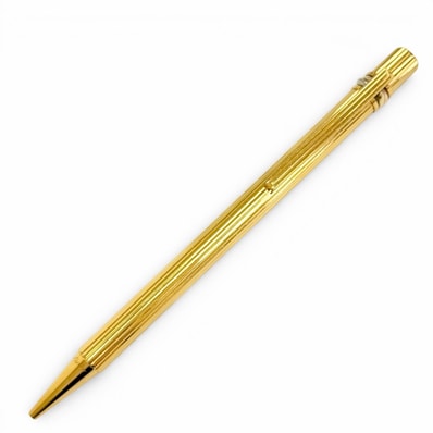 美品 カルティエ トリニティ ストライプ柄 ツイスト式 ボールペン ゴールド