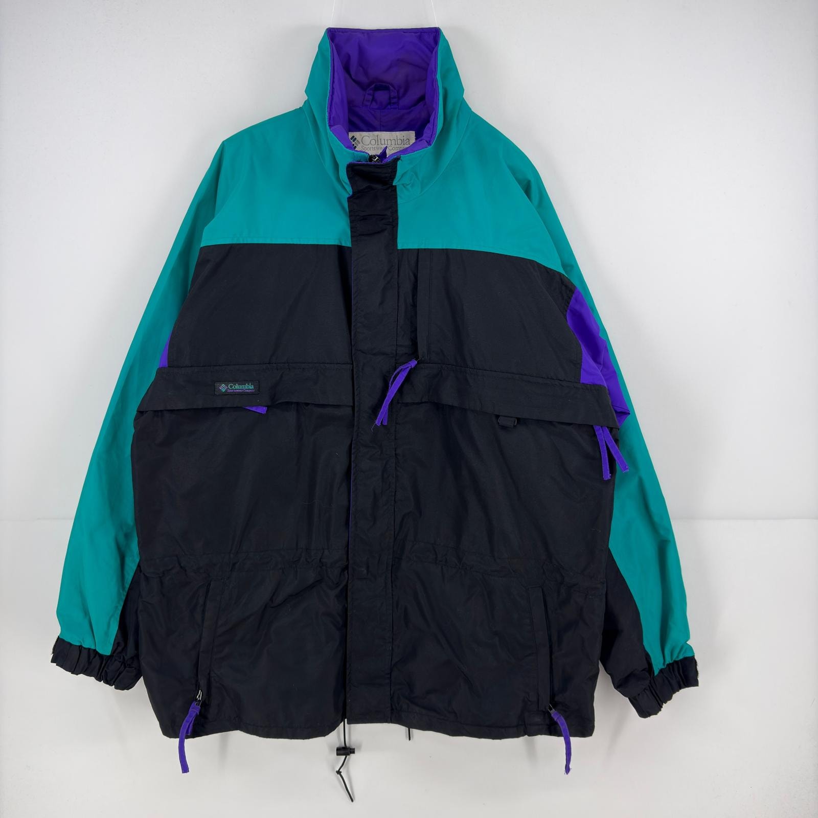 古着 90's/90年代 コロンビア Columbia ジャケット フルジップ ワンポイント ロゴ マウンテンジャケット L  ブラック メンズ