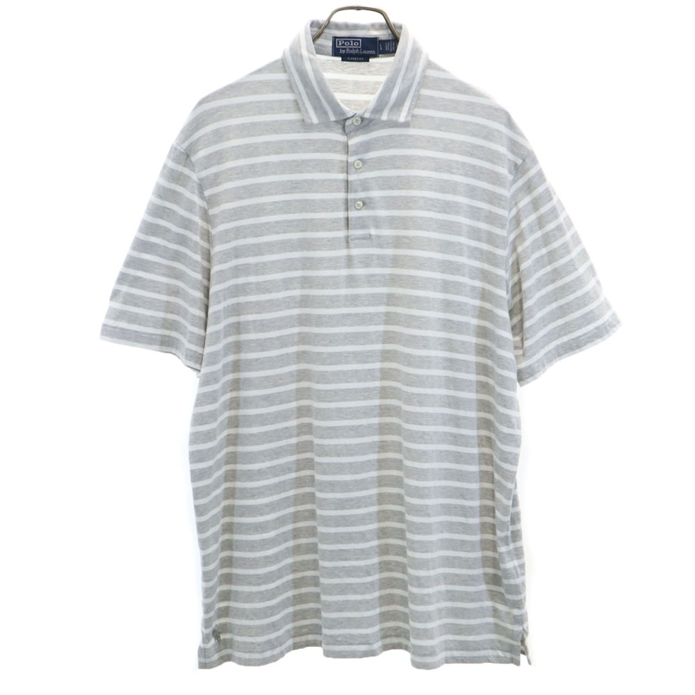Polo by Ralph Lauren ポロバイラルフローレン ボーダー 半袖 ポロシャツ L グレー系