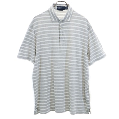 Polo by Ralph Lauren ポロバイラルフローレン ボーダー 半袖 ポロシャツ L グレー系
