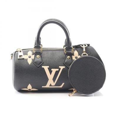 ルイ・ヴィトン LOUIS VUITTON パピヨンBB バイカラー ハンドバッグ バッグ レザー モノグラム・アンプラント ベージュ レディース ブラック系 / ベージュ系 M45980 【中古】