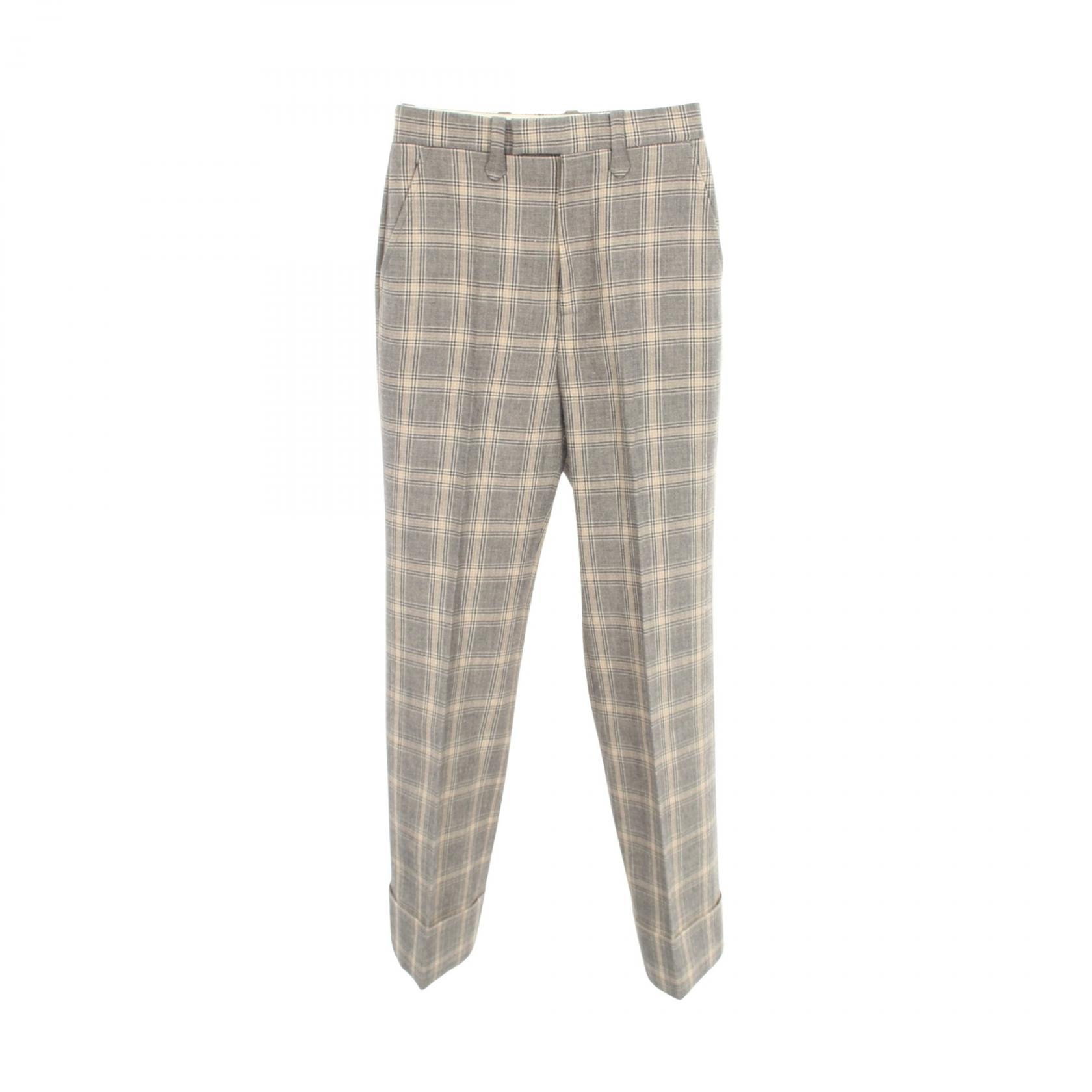 グッチ GUCCI チェック パンツ 衣料品 ボトムス ファブリック ウール レディース グレー系 【中古】