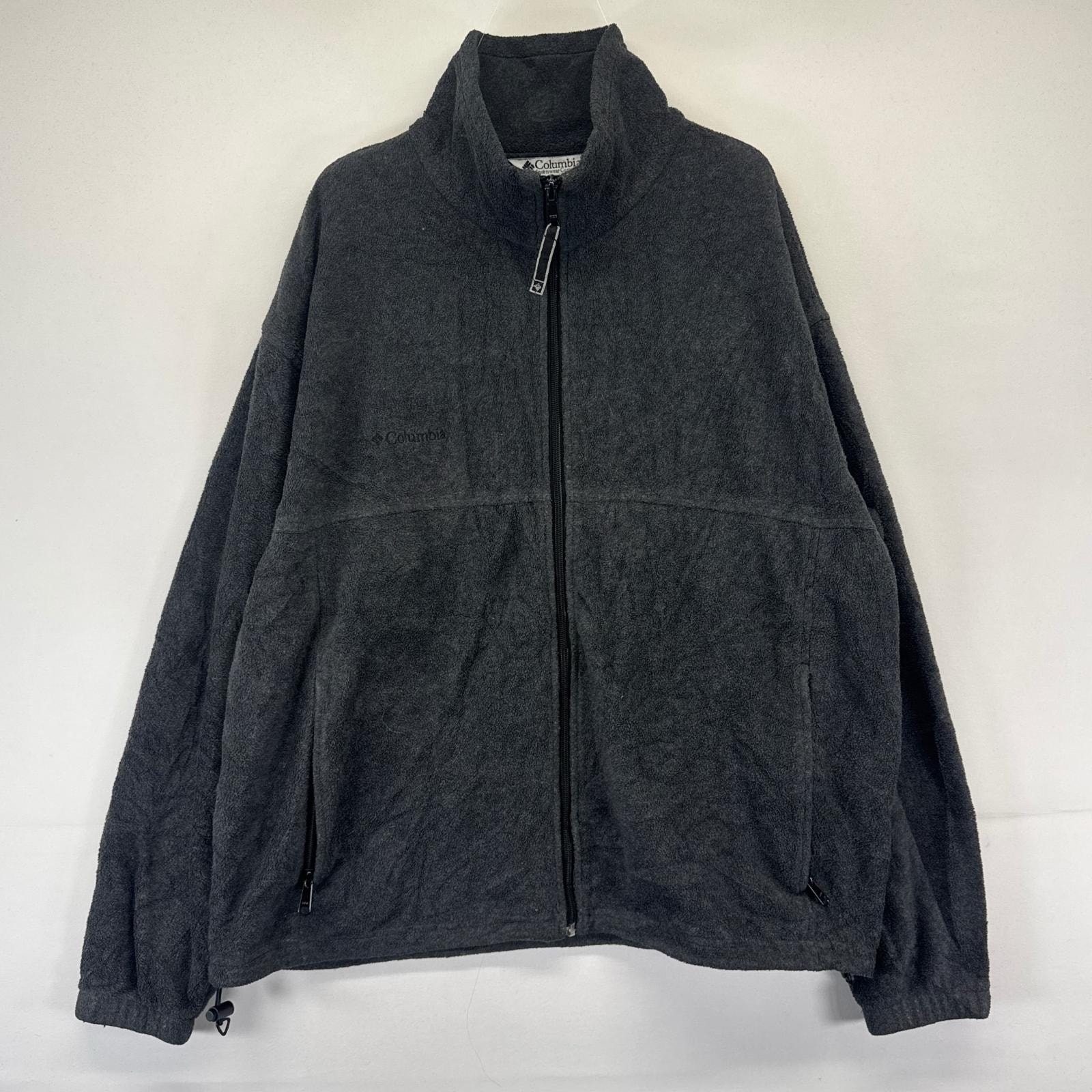 古着 コロンビア Columbia フリースジャケット フルジップ ワンポイントロゴ刺繍 トレーナー アウトドア XL  グレー系 メンズ