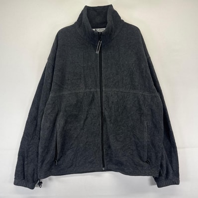 古着 コロンビア Columbia フリースジャケット フルジップ ワンポイントロゴ刺繍 トレーナー アウトドア XL グレー系 メンズ