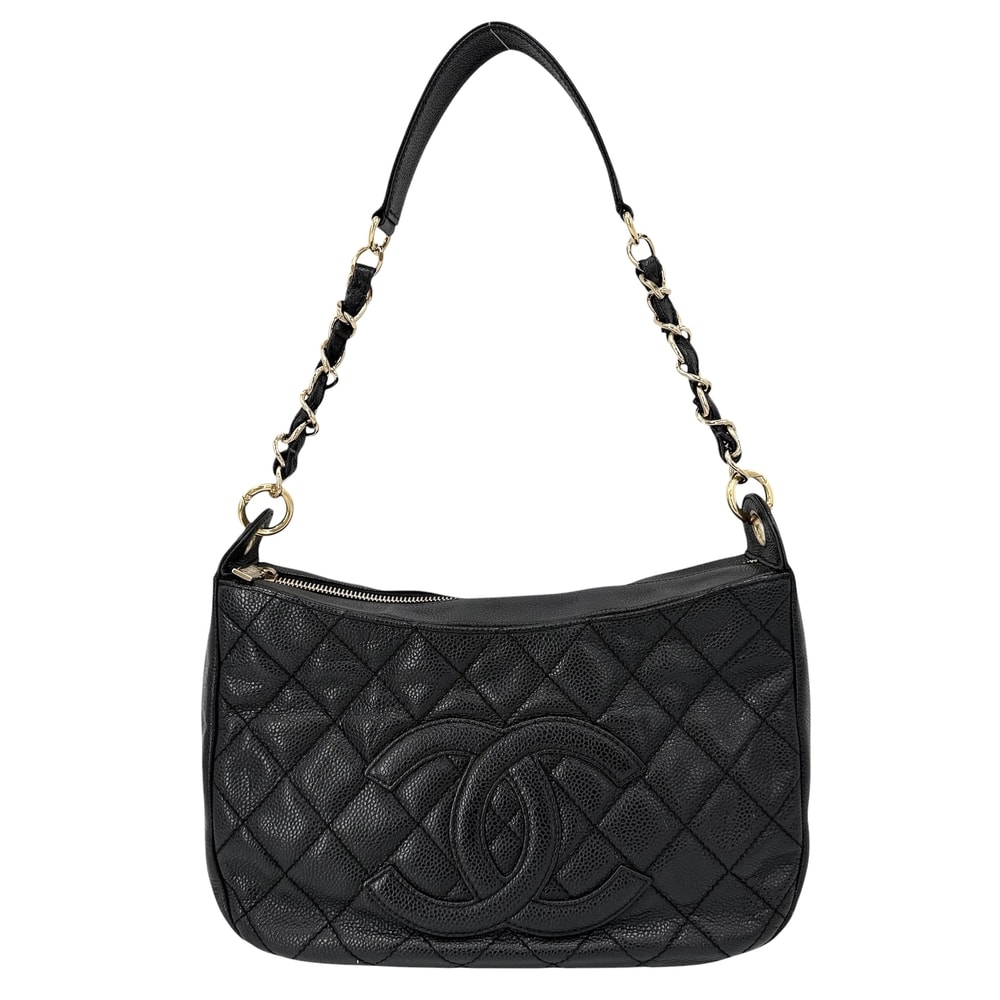 CHANEL シャネル ショルダーバッグ マトラッセ ワンショルダーバッグ ココマーク 肩掛け キャビアスキン    ブラック 黒 ゴールド金具 レディース【中古品】
