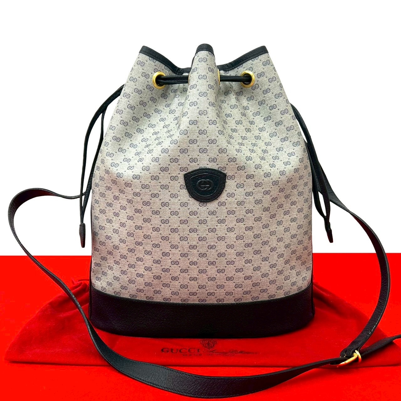 GUCCI グッチ マイクロGG ロゴ PVC レザー ショルダーバッグ ネイビー
 18118
