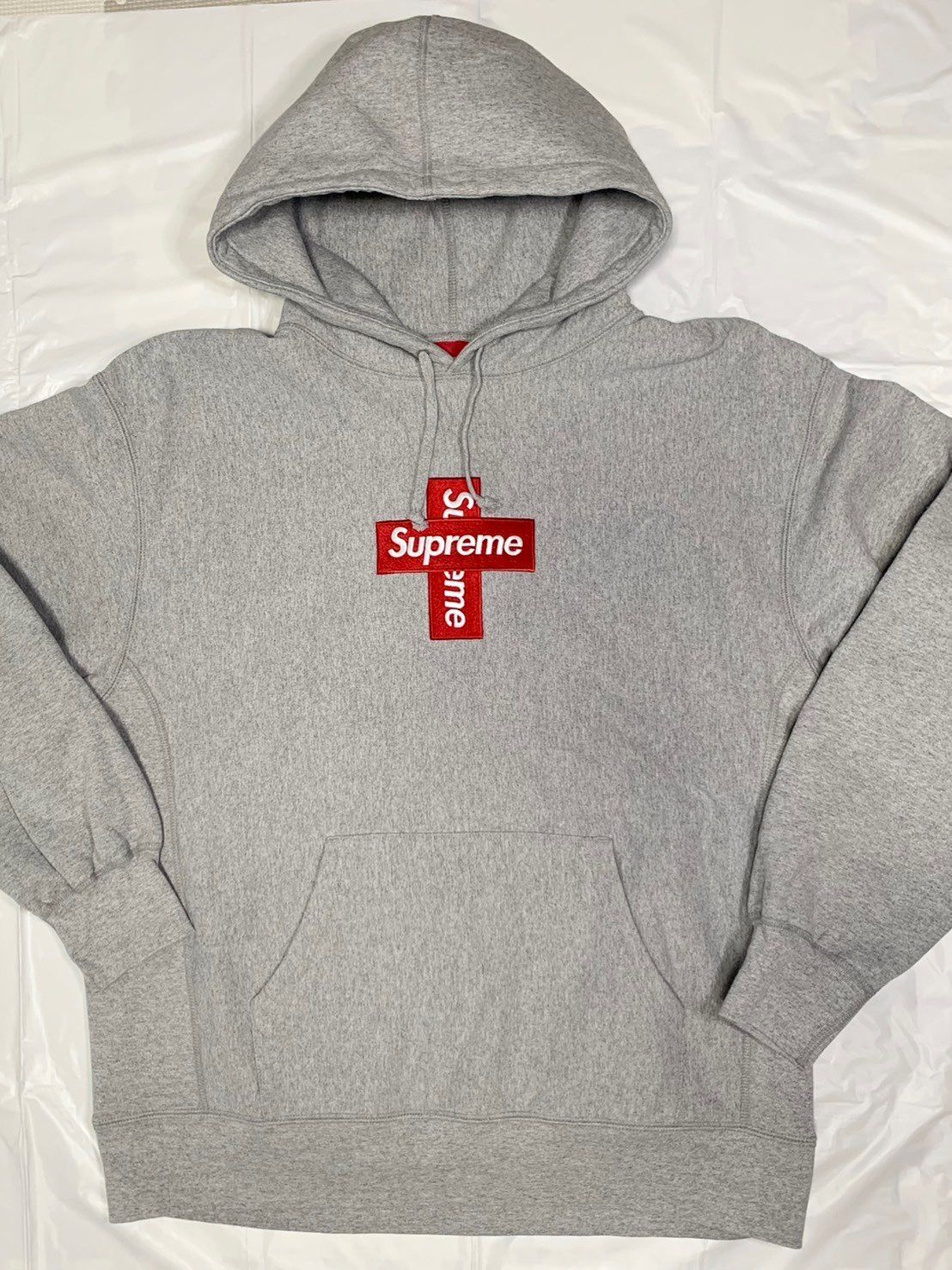 Supreme Cross Box Logo Hooded Sweatshirt "Grey"