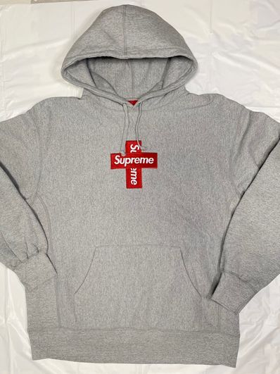 Supreme Cross Box Logo Hooded Sweatshirt "Grey"