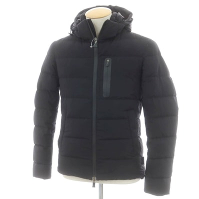 【中古】ヘルノ Herno ポリエステル ダブルジップ ダウンジャケット ブラック【サイズ42】【メンズ】